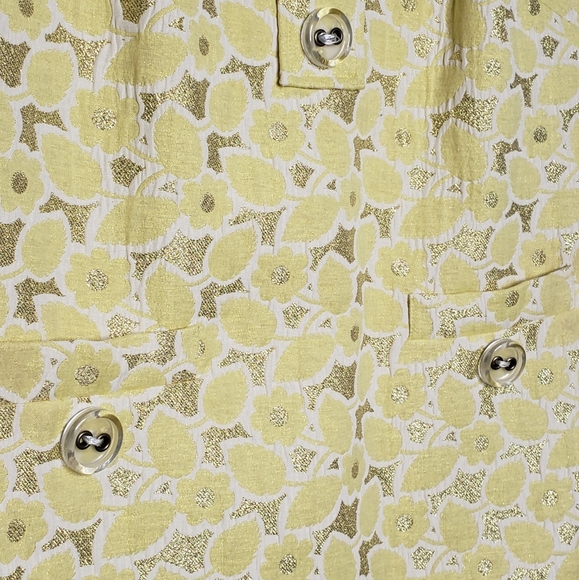 Vera Wang Dress Yellow Gold 4 Shift Brocade Mod - Picture 3 of 11